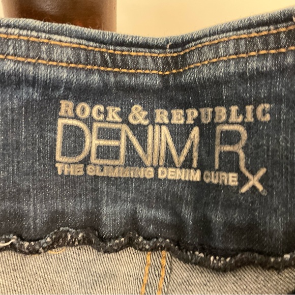 Rock & Republic Denim Rx Elastic Waist Denim Fever Legging Distressed - Picture 2 of 5